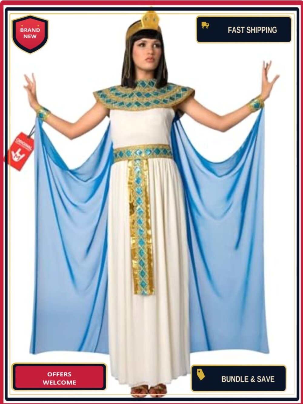 Cleopatra Costume Women Egyptian Dress Halloween Cape Collar